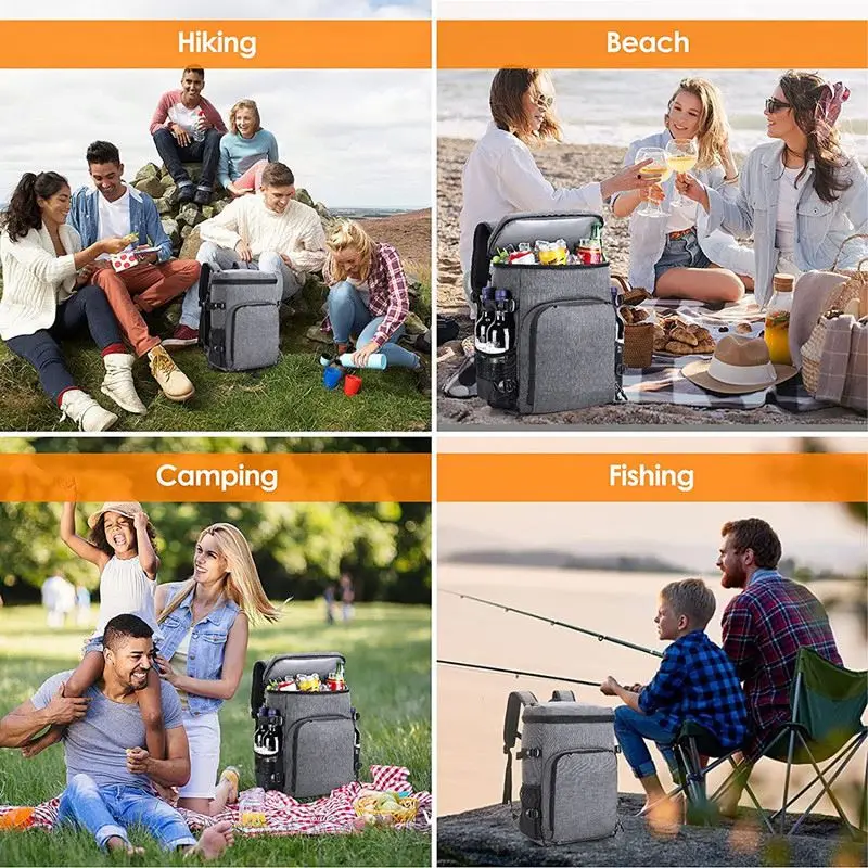 Amazon hot selling travel picnic beach wine beer cooler bag ice pack thermal insulated cooler backpack