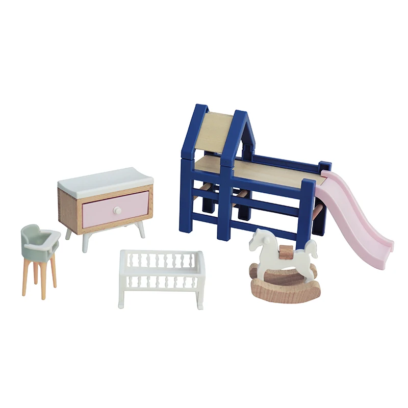 Lovely Wooden Miniature Dollhouse Pretend PlayWooden Doll House Furniture Sets Toy For Kids
