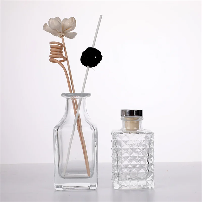 Clear empty aroma reed diffuser bottle glass reed diffuser perfume bottles with stopper