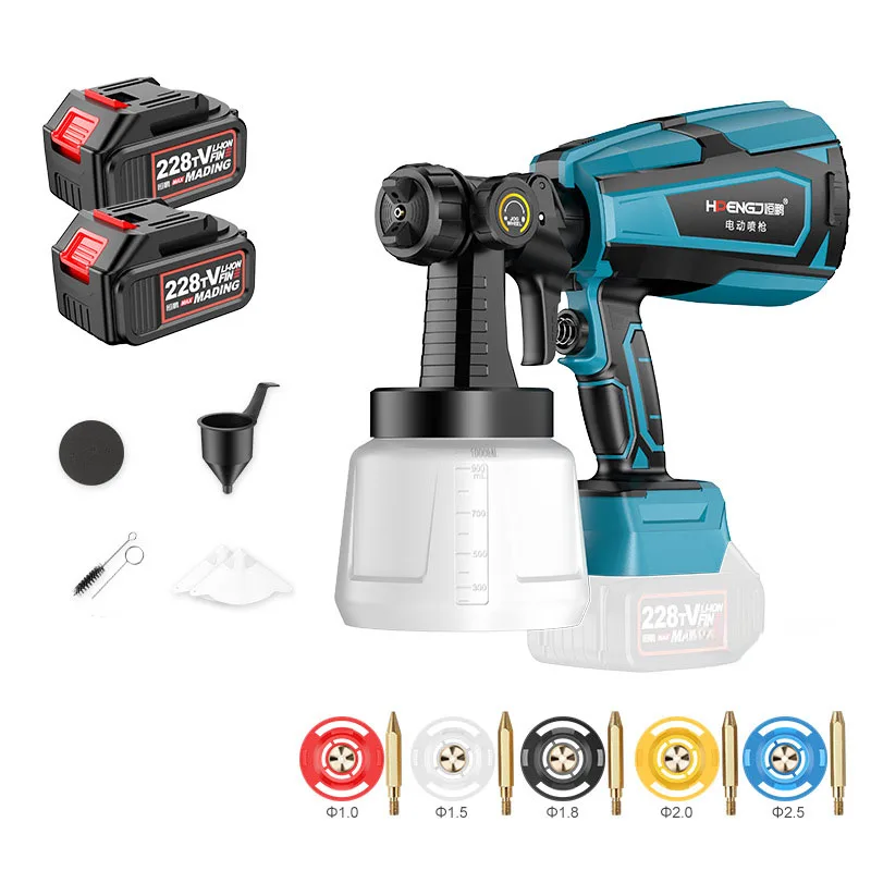 Portable Cordless Electric Spray Gun Paint Sprayer Airless Painting Adjustable Flow Control Emulsion Paint Spraying Machine