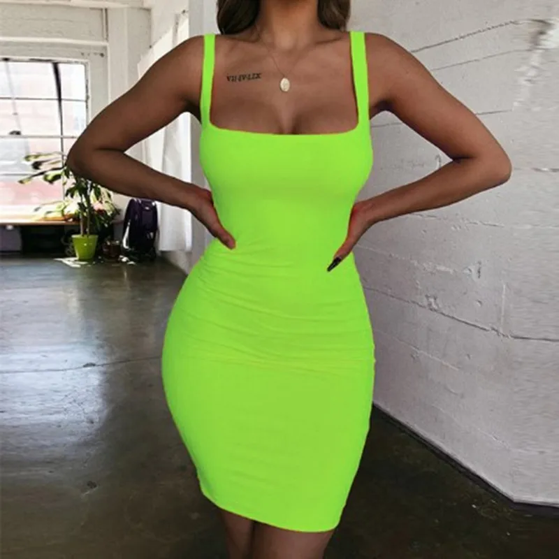 Sexy Women Dress Low Cut Stretch Bandage Bodycon Evening Casual Short Mini Dress Vest Elegant Wear Fashion Dress