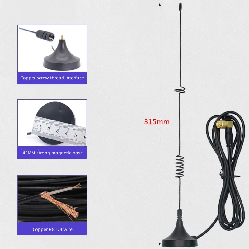 45mm big magnet base 4G cellular lte antenna wifi low loss RG58 cable sucker magnetic 4g antenne with sma connector