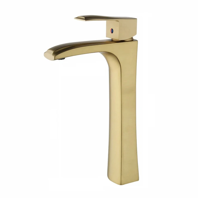 Brushed gold solid brass faucet Bathroom basin deck mount mixer faucet hose jig flow spout faucet