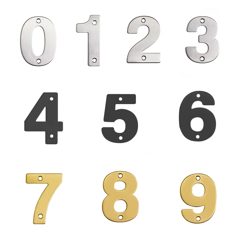 Figure dull polish satin pvd screw fixing Stainless steel plate door house number