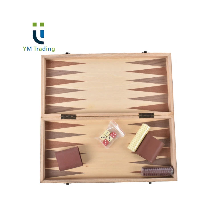 YUMING Inlaid Backgammon Sets Pine Frame Middle Wooden Backgammon Varnished
