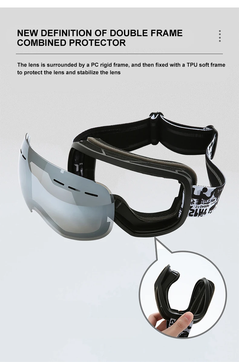 Factory UV400 Snowmobile Glasses Double Anti-Fog Goggles Snow Goggles Custom Logo Snowboard Ski Goggles Sports Sunglasses Men