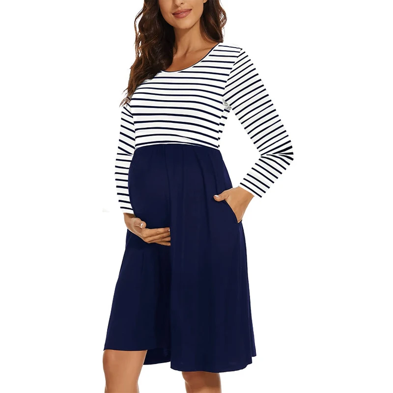 2024 Hot Sale Women Floral Print Maternity Casual Dress Shortsleeve Long Sleeve Pregnancy Clothes