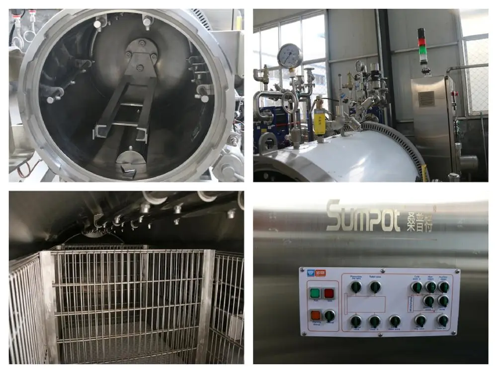 industrial glass jar food sterilizer water spray retort machine