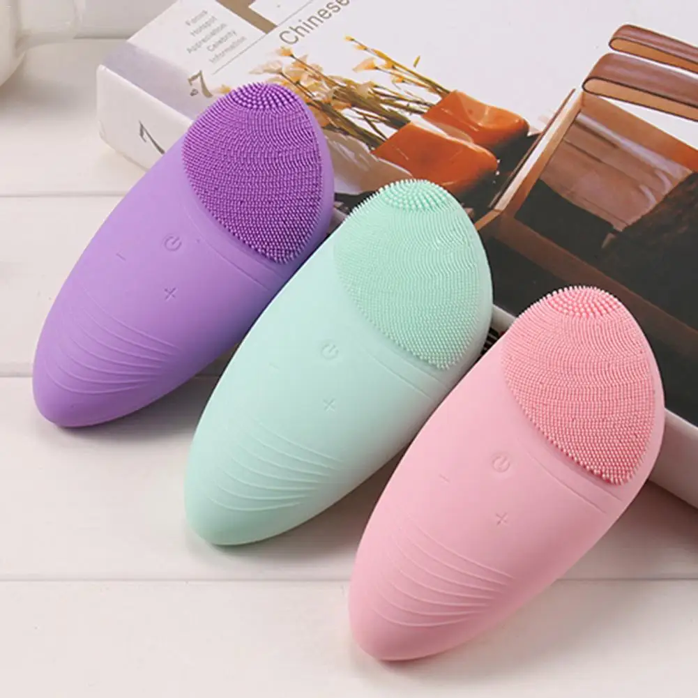 Sonic Vibration Mini Face Cleansing Brush Face Cleaner Silicone Deep Pore Cleaning Electric Waterproof Massage Facial Cleansing