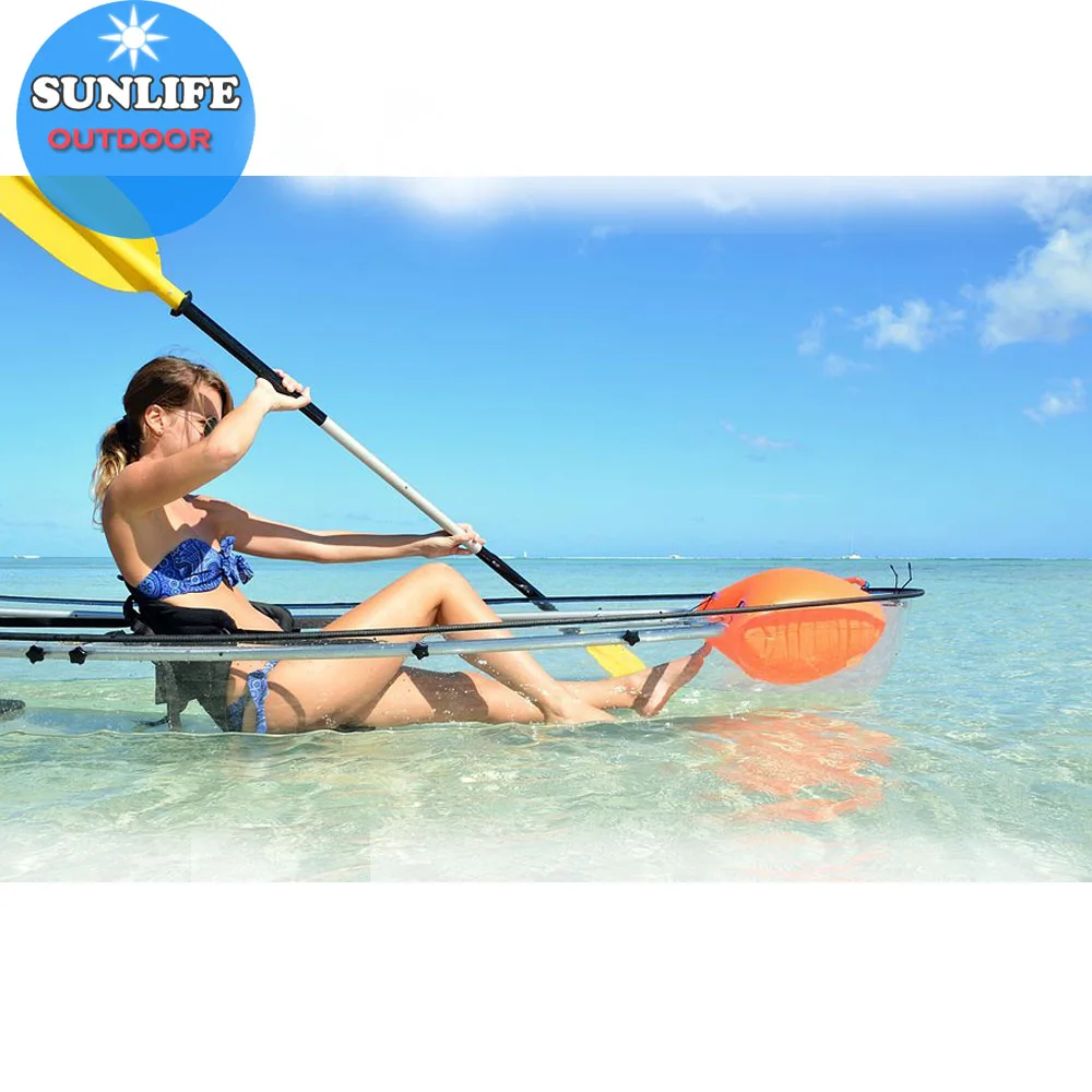2021 CE Certificate double  clear kayak in clear sea with paddles and seats for kayaking