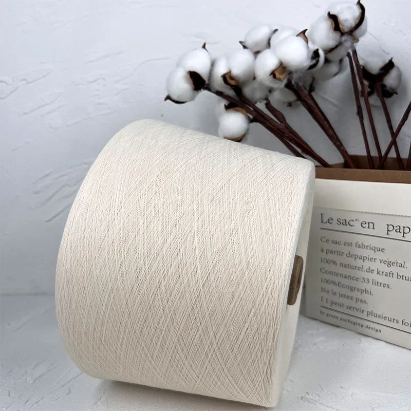 Anti Pilling 100 Organic Cotton yarn 60s 1Ply Combed Compact Spinning Raw White Yarn For knitting