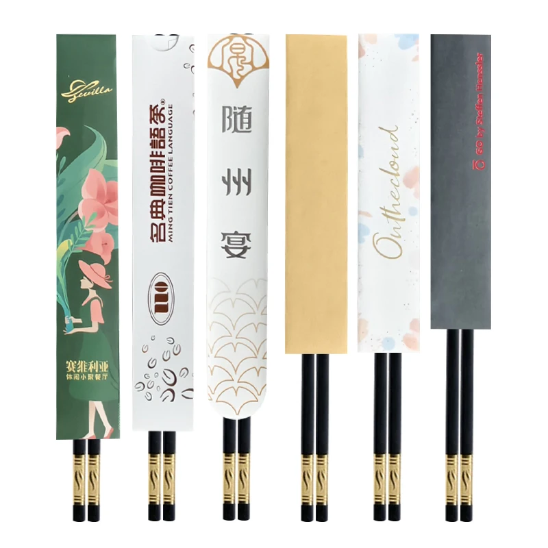 Wholesale chopsticks paper sleeves pouch restaurant hotel custom logo chopsticks paper pocket cutlery paper envelope bag