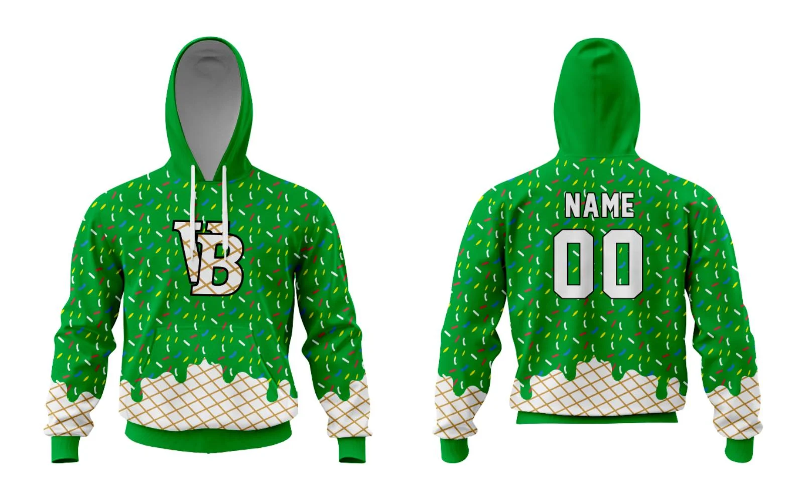 Ice sprinkles Custom  Hoodies  Sublimation Pullover Sweatshirts Heavyweight  Fleeced Hoodies 100% Polyester for Sports