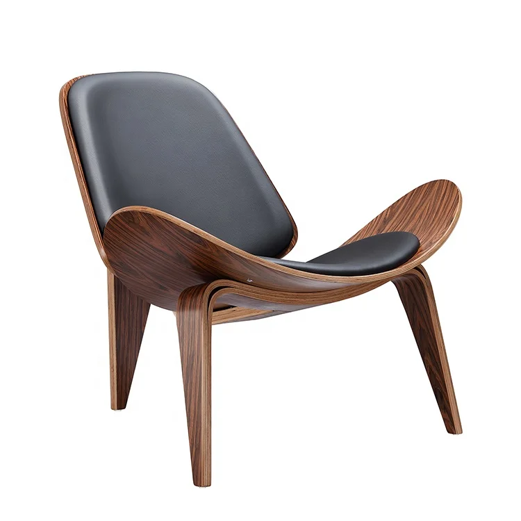 
plywood bent three-legged single designer casual shaped cafe chair smiling airplane shell chair 