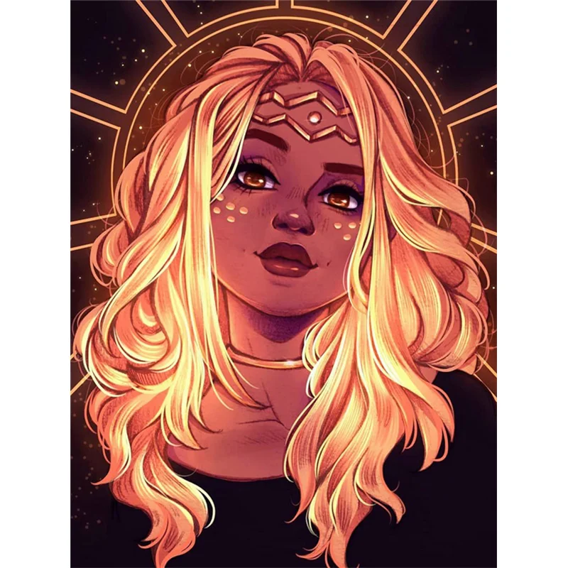 HUACAN 5d Diy Diamond Painting Portrait Girl Cartoon Mosaic Wall Art Full Drill Rhinestone For Living Room Decor Modern Design