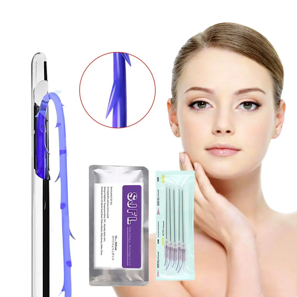 Pdo Thread Cog Lifting 25g 60mm 3D 4D V Line plla pcl thread lift lifting cog bulk PDO Thread For Face