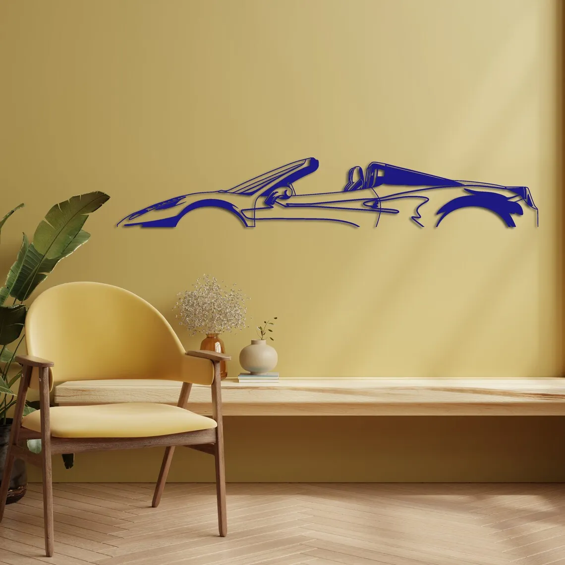 Model Cars & Spider Silhouette Metal Wall Art Italian Sports Car Decor for Racing Garage