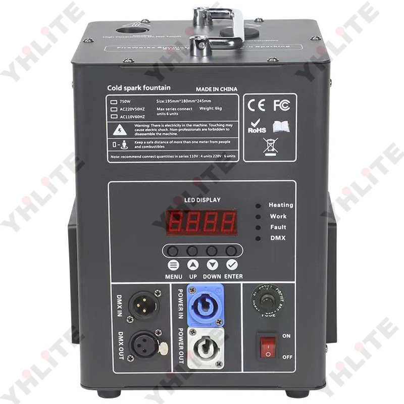 750w electric cold spark Machine 5-8 meters with remote control dmx512 stage wedding party spark machine