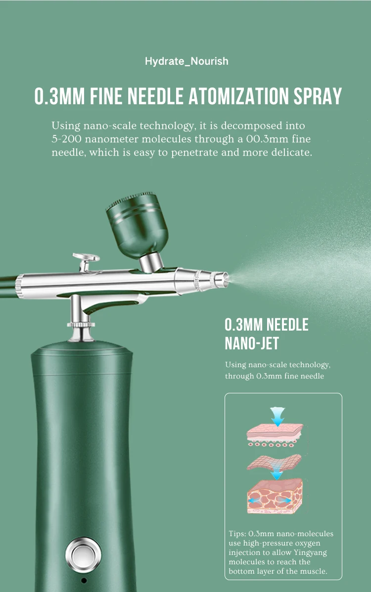 Wireless High Pressure Oxygen Injector Portable Oxygen Injector Water Hydra Dermabrastion Oxygen Injector Gun Spray