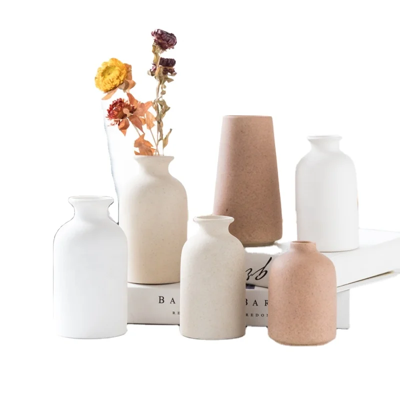 Ceramic retro handmade China stoneware floral Matt vase home decoration handicraft ornaments flower vase