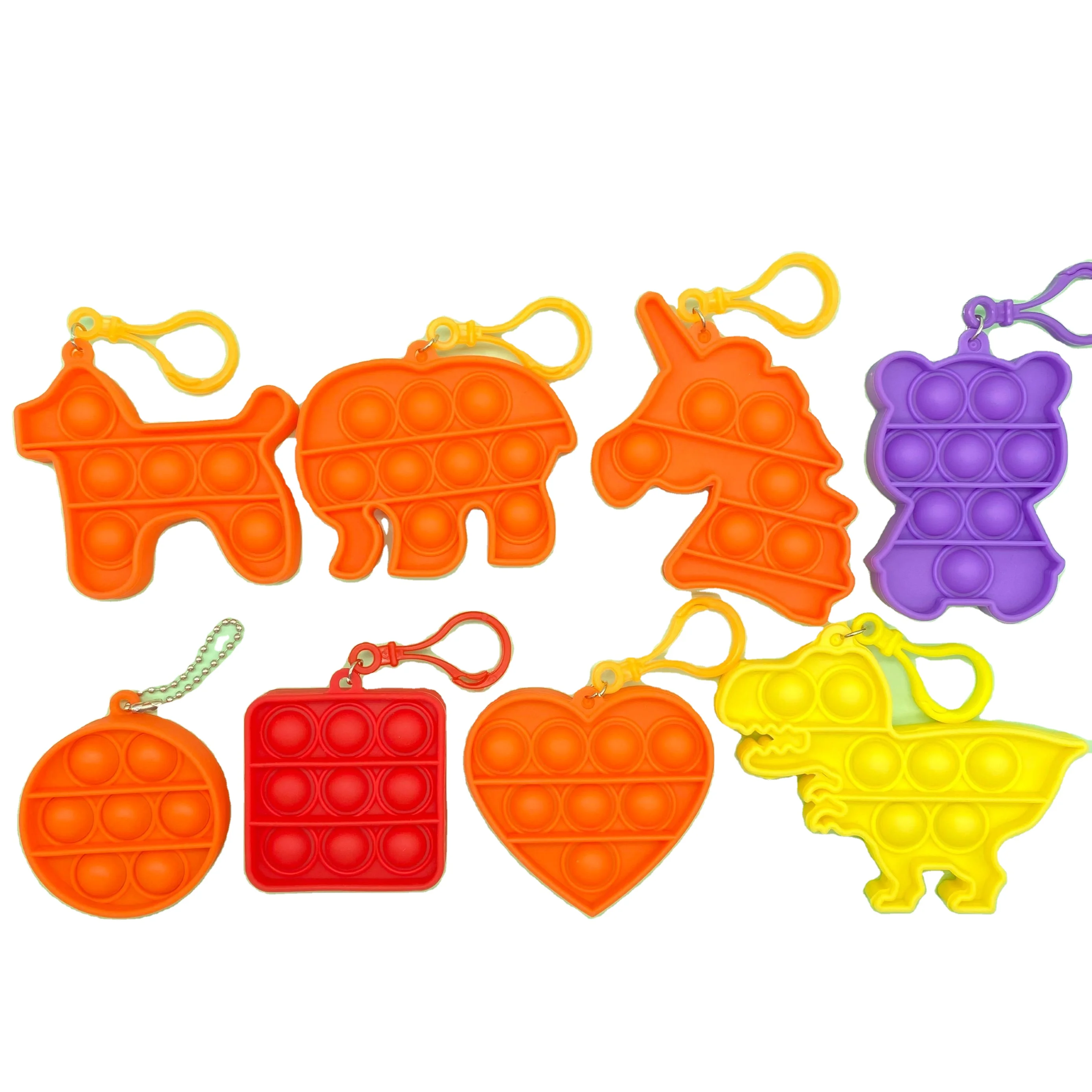 
Silicone pop toys rainbow push bubble space man heart round square heart unicorn fidget simple dimple toys Toy Set For Gifts 