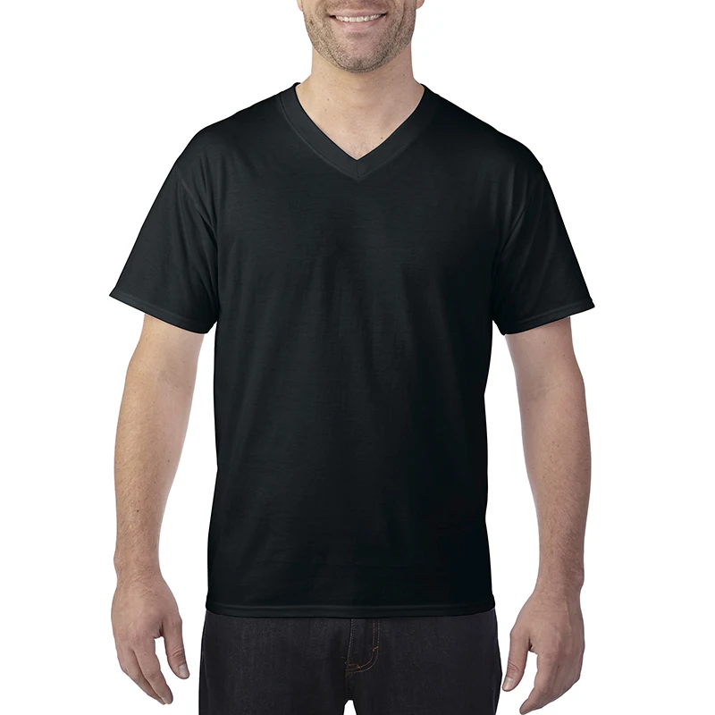 OEM Latest 100% cotton with custom logo mens v-neck  cotton t shirt