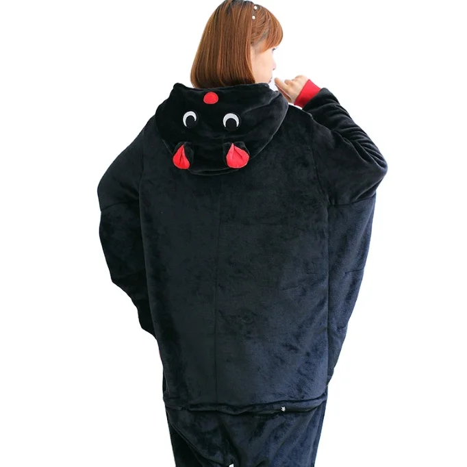 Mink Flannel Black Bat animal one-piece pajamas cartoon Fall Winter Animal onesies