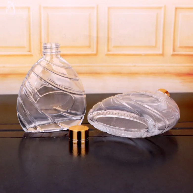 Hot sell 50ml 100ml 248ml 480ml transparent ripple fruit wine ice wine bottle vodka whiskey rum glass wine bottle