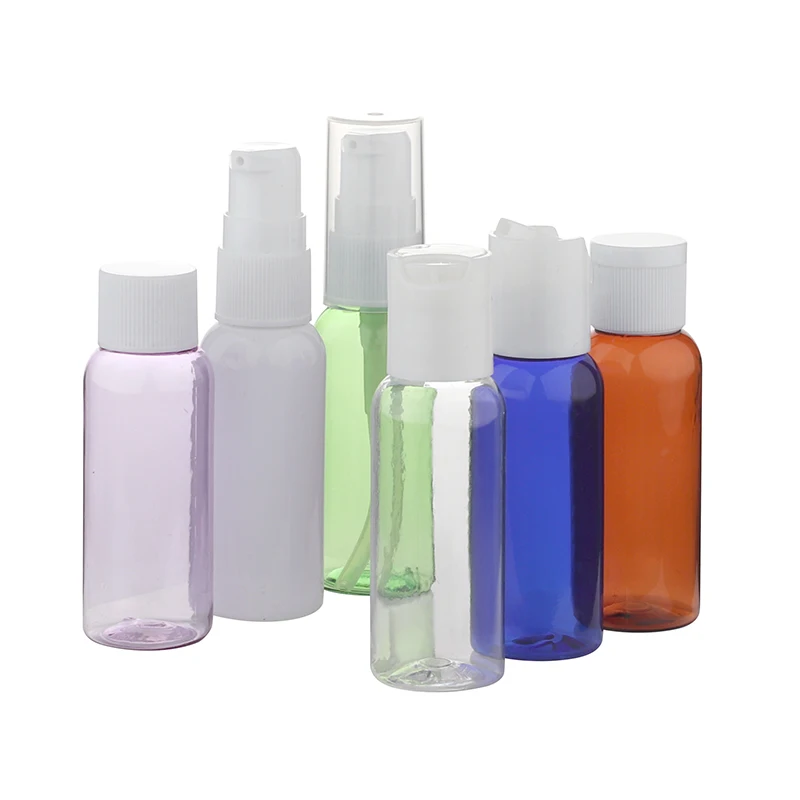 Colorful 10 ml 15 ml 20 ml 30 ml 40 ml 50 ml plastic pet squeeze lotion bottle with flip top cap