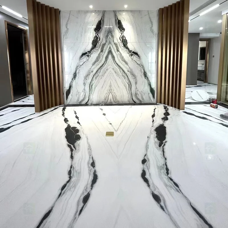Chinese Natural White Marble With Black Veins Floor Tile Slab Wall Design Panda White Marble Stone (1600627733034)