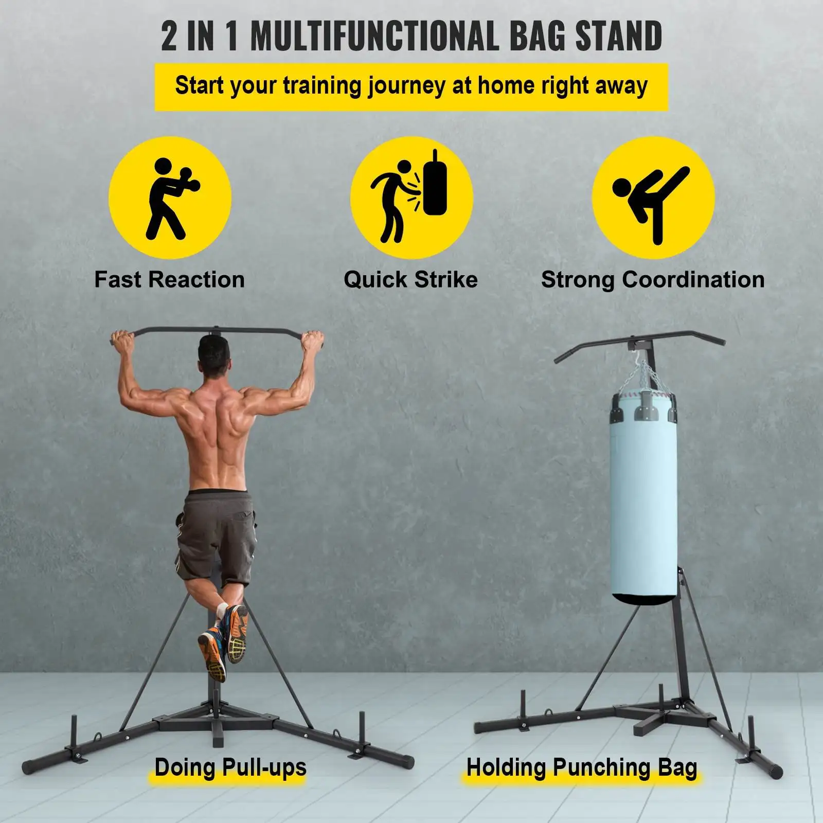 Boxing Sandbag Rack Stand Punching Bag Speedball And Platform Box Stand Workout Equipment With Steel Frame