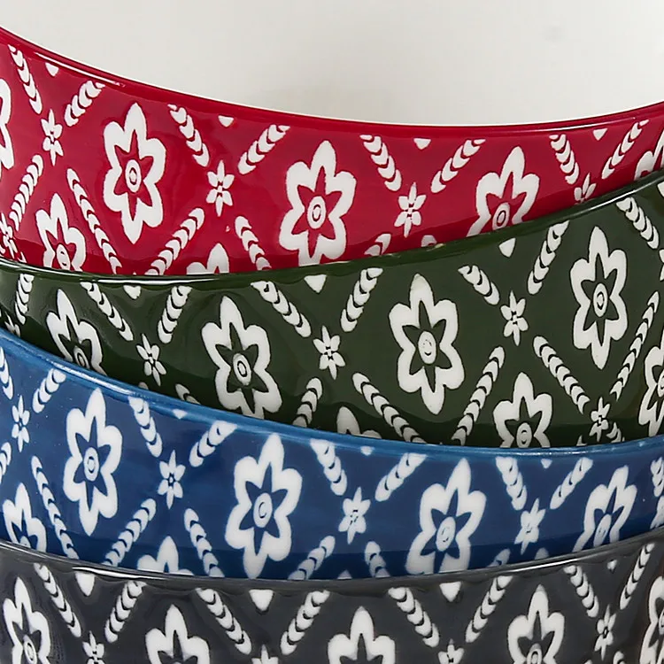 Japanese Korean Wholesale Pad Printing Cereal Rice Bowl 5 Inch Deep Bowl Ceramic Soup Noodle Bowls