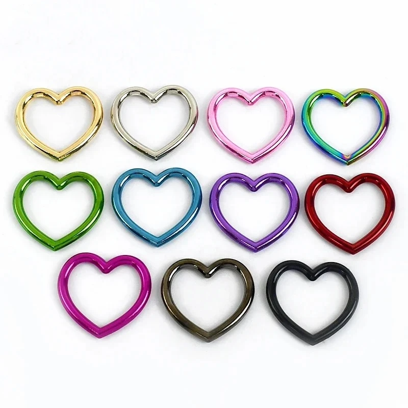 MeeTee BF828 35mm Other Bag Hardware Parts DIY Pendant Accessories Color Heart Shaped D Ring Buckle For Keyring Handbag Strap