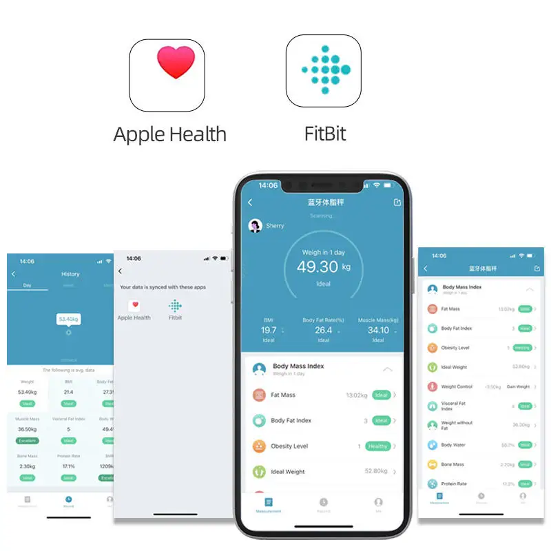 Good Quality 180kg 4mm Thickness Glass Body Bathroom Digital Household Smart Scales Bmi Weight Scale