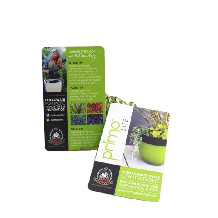 Supply and print green plant PP hang tag customized PVC logo hang tag customized print on plastic