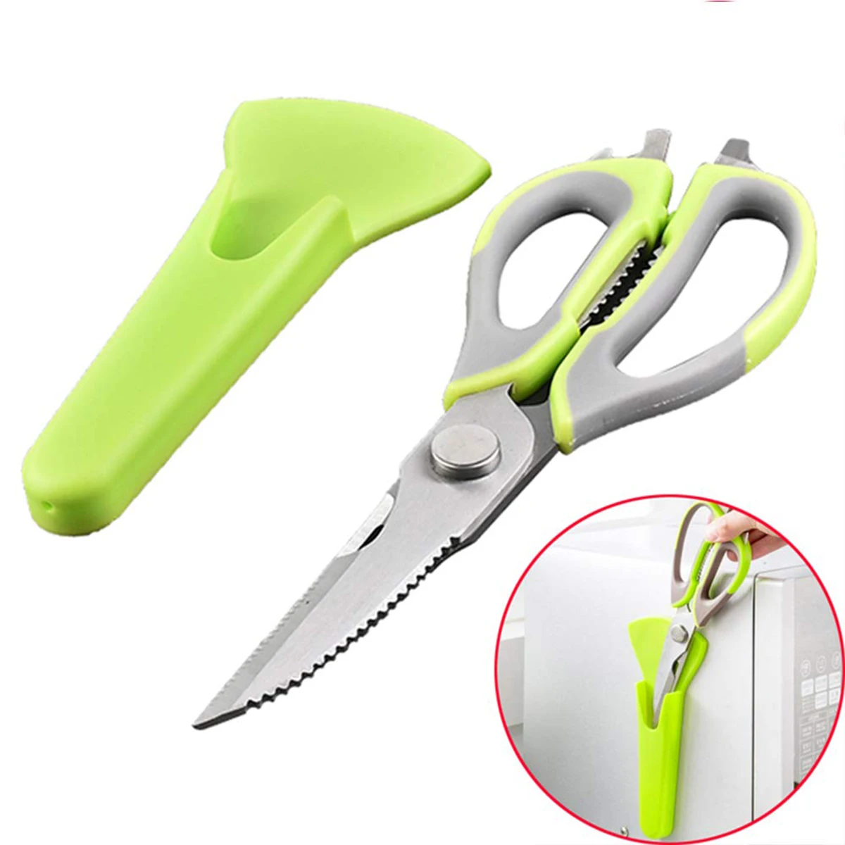 Household Heavy Duty 3Cr13 Stainless Steel with Magnetic Holder Multi-purpose Kitchen Scissors Kitchen Poultry Shears