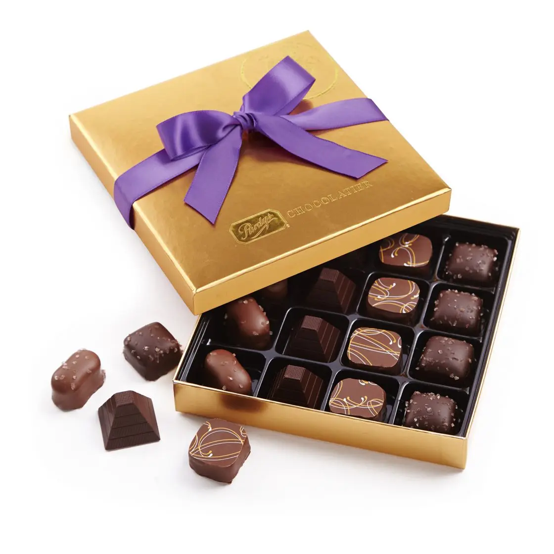 Plastic Dividers Insert Gold Birthday Chocolate Gift Box Packaging Luxury With Ribbon