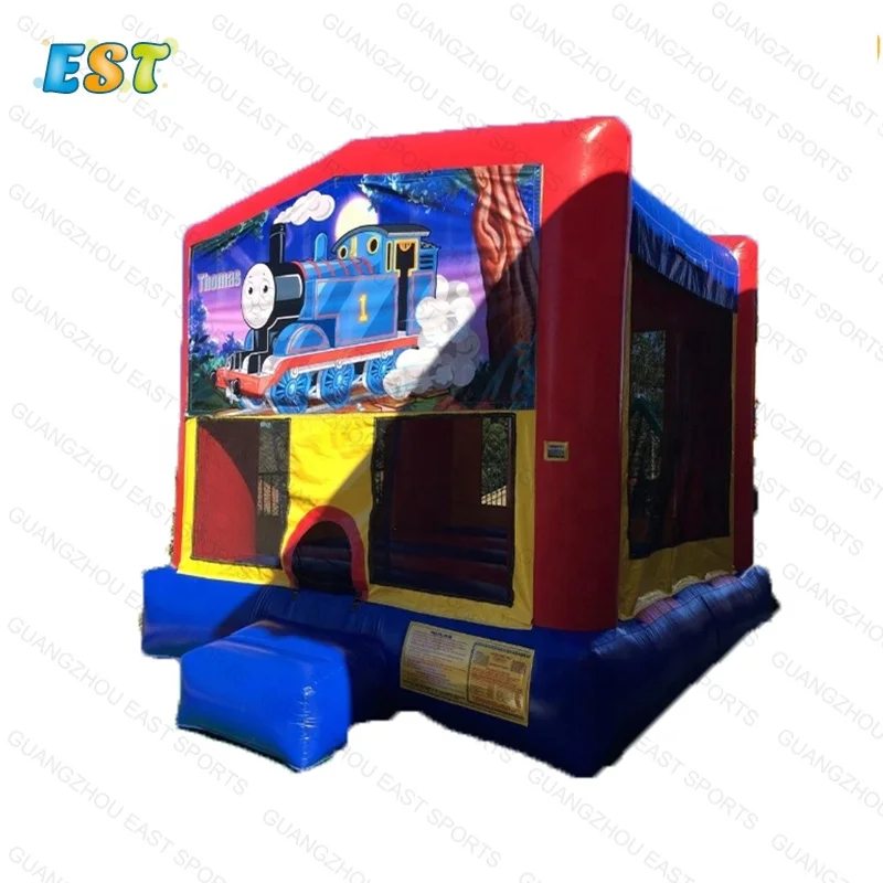 Customized Kids Theme Attractive Toy Combo Inflatable Thomas The Train Jungle Jump With Slide For Sale