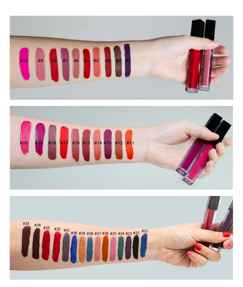 36 Colors Lip Gloss Your Logo Makeup Delicate Long Tube Liquid Matte Lipstick For Elegant Lady