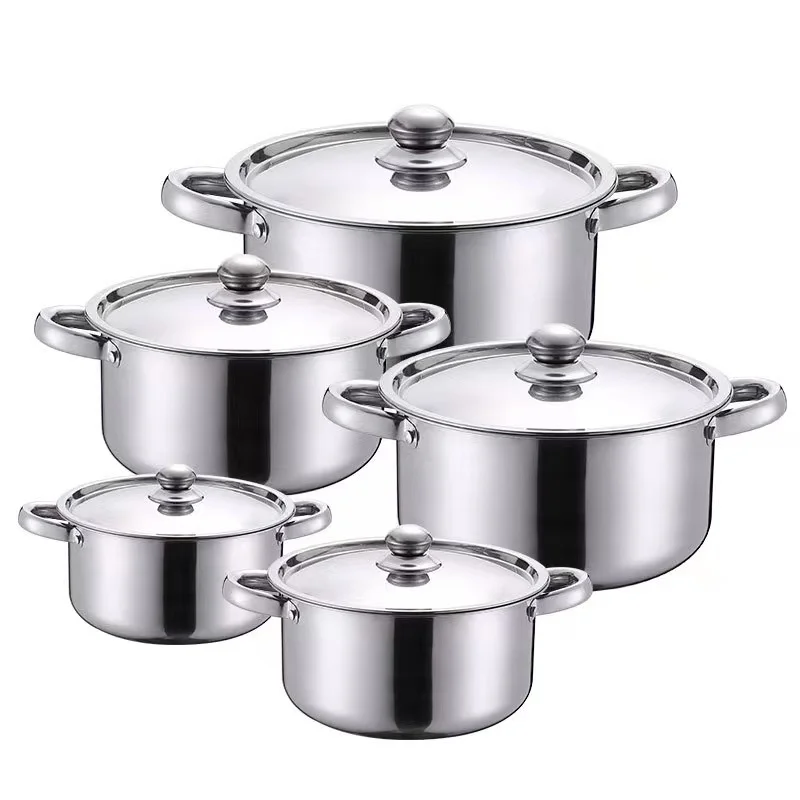 New arrival best seller Stainless steel 5 piece set chef classic stainless steel pot cookware series for cooking