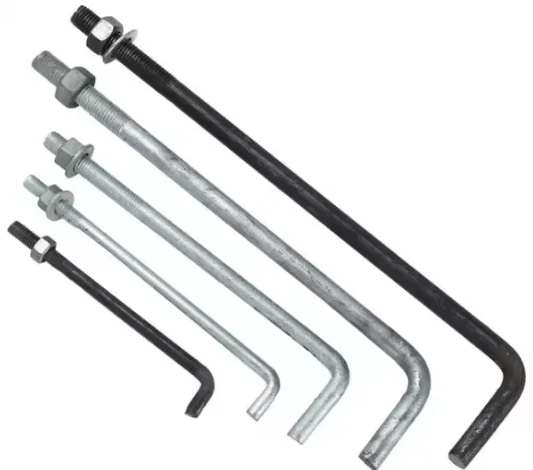 Stainless steel anchor bolts of all sizes J-L hook bolts with square nuts