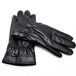 Leather Windproof Cycling Mitten Touch Screen Riding MTB Bike Bicycle Mitten Thermal Warm Motorcycle Winter Autumn Bike Mitten