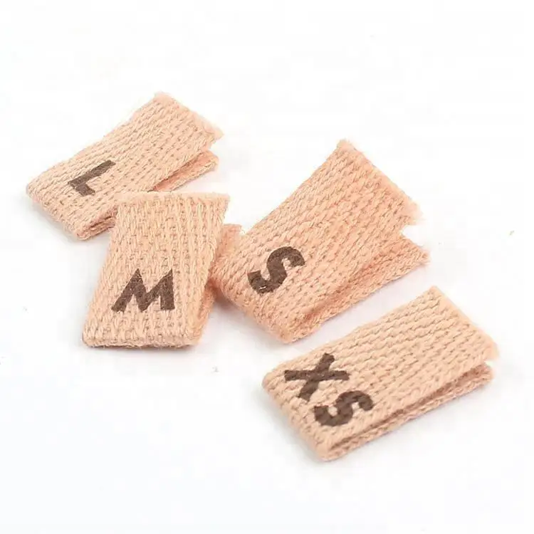Custom Washable Cotton Fabric Print Serial Number Size Tags Labels and Stickers for Clothing Collar