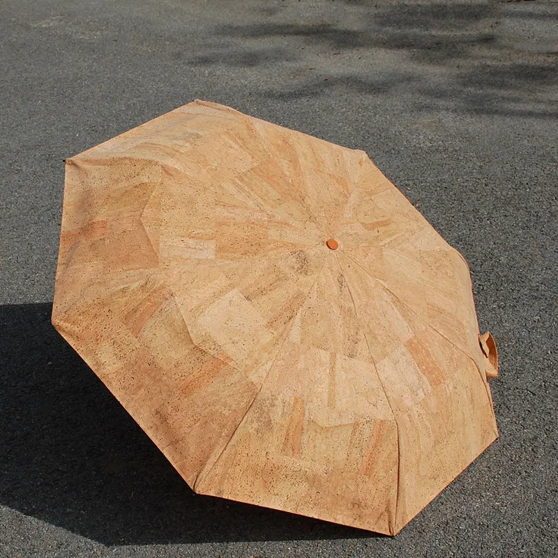 
Wholesale Parasol and Rain Folding Natural Cork Fabric Umbrella for Women and Man 