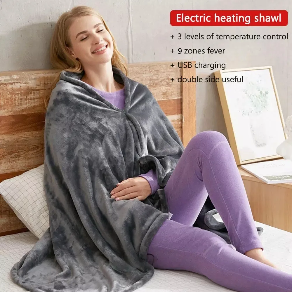 Winter Electric Blanket Charging Heating Blanket Office Lunch Break Plus Velvet Warm Heating Cape