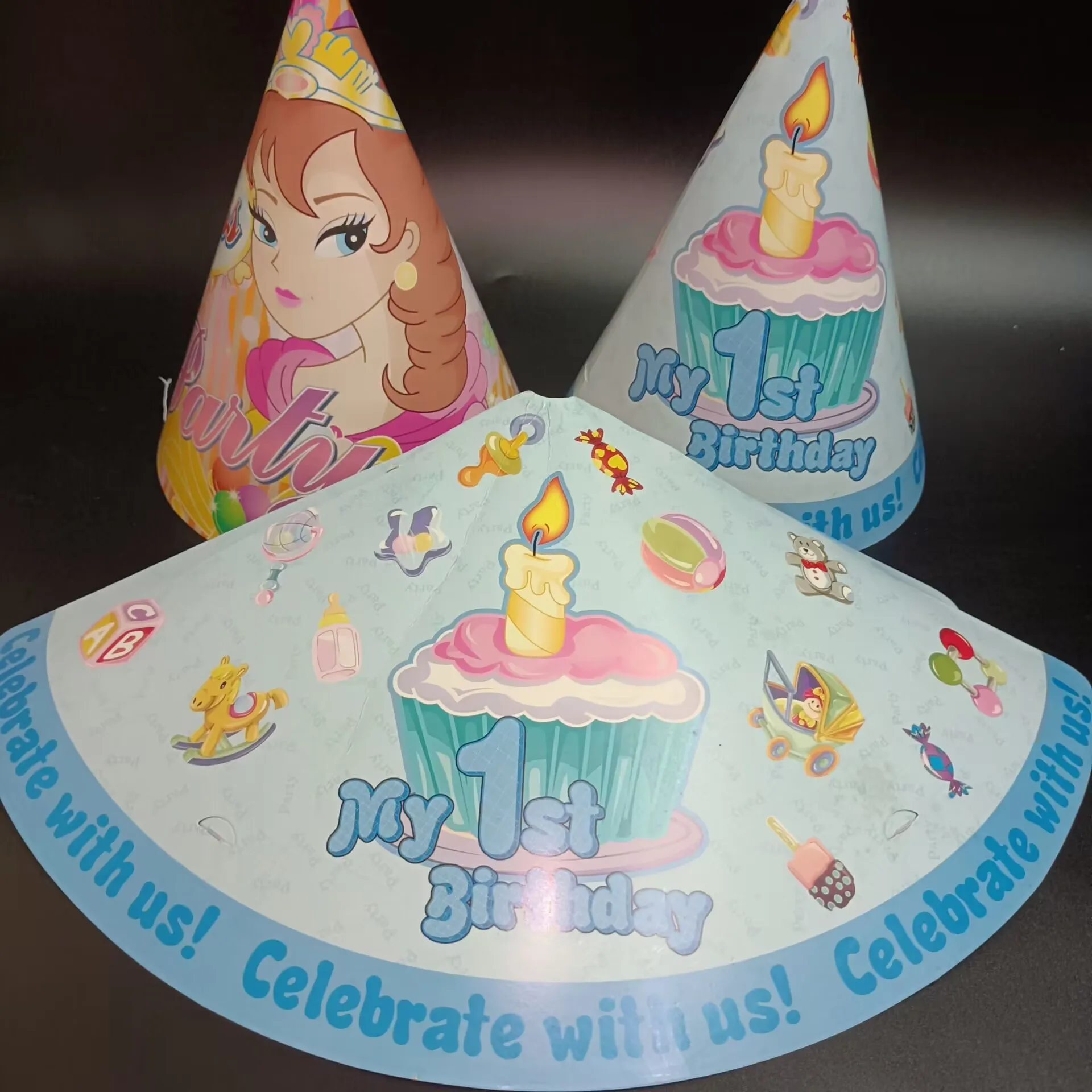 SP2376 Custom Design Party Paper Cups Birthday Paper Hats Themed Party Paper Hat