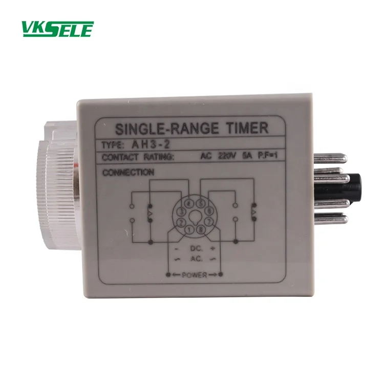 AH3-2  AH3-1 AH3-3 DPDT 12VDC 24VDC AC/DC 112-240V Timer delay relay