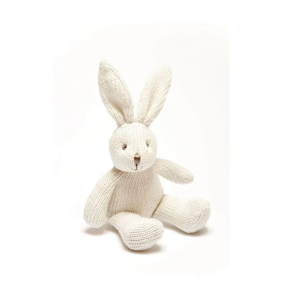 
Stuffed Knit Fabric Baby Rattle Rabbit Cute Crochet Baby Toy Bunny 
