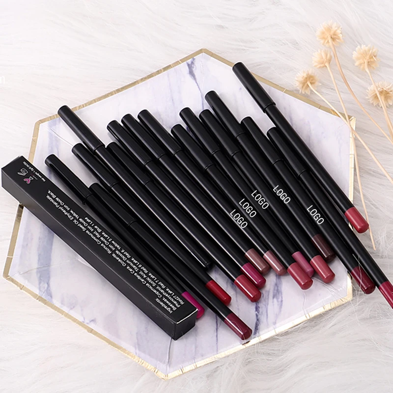 Wholesale lip liner pencils custom private label matte natural waterproof wooden lip liner High Pigment Matte Lipliner Pencil
