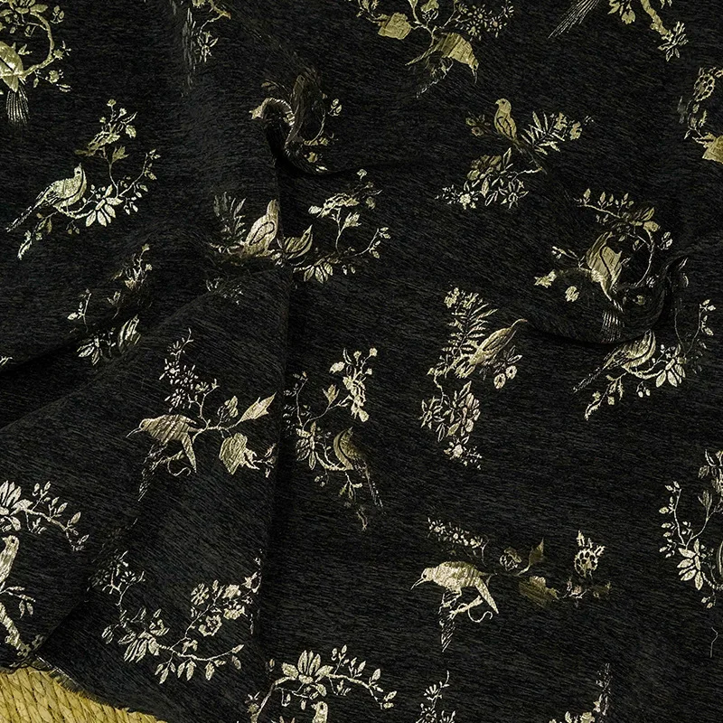 Chinese style silk embossed flower and bird cheongsam vest jacquard fabric for luxury clothing